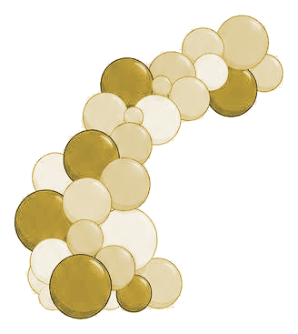 Balloon garland in the Black & Gold color palette